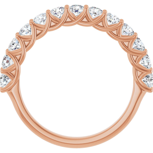 10K Gold Round Natural Diamond Woven-Design Anniversary Band – 3/8–1 1/3 CTW - Rose Gold - view 2