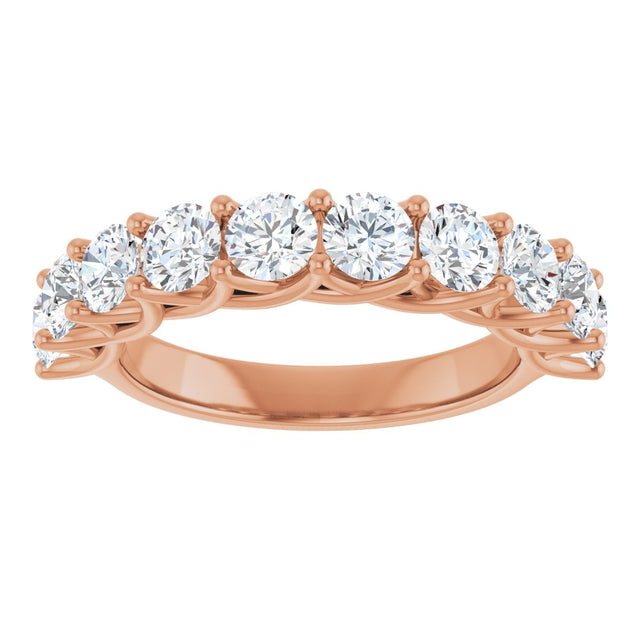 10K Gold Round Natural Diamond Woven-Design Anniversary Band – 1 5/8–2 3/4 CTW - Rose Gold - view 3