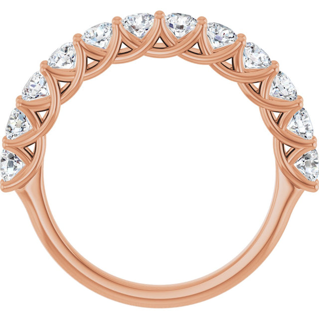 10K Gold Round Lab-Grown Diamond Woven-Design Anniversary Band – 1/2–1 1/3 CTW - Rose Gold - view 2