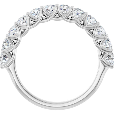 Platinum Round Natural Diamond Woven-Design Anniversary Band – 3 mm Stones - view 2
