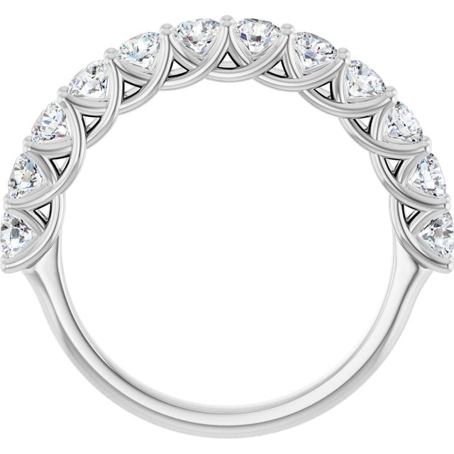 10K Gold Round Natural Diamond Woven-Design Anniversary Band – 3/8–1 1/3 CTW - White Gold - view 2