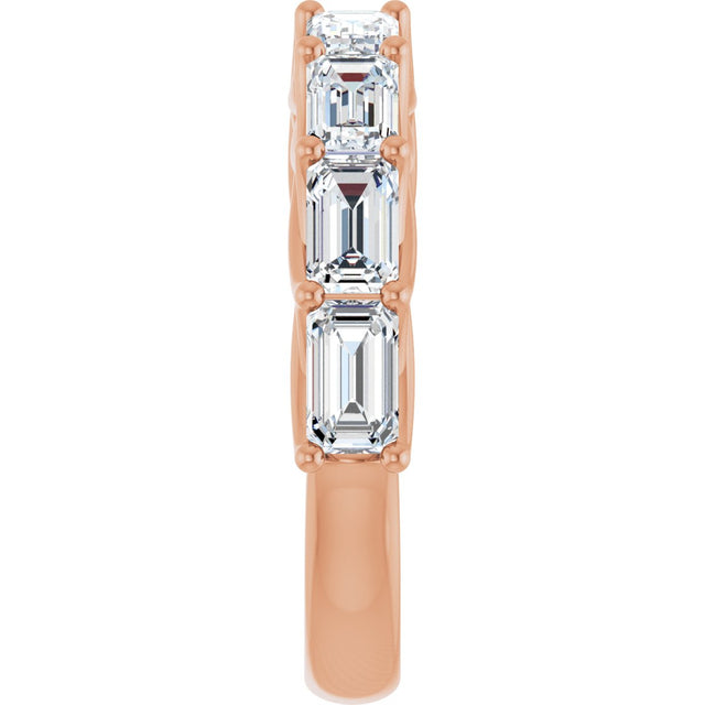 10K Gold Emerald Lab-Grown Diamond Woven-Design Anniversary Band – 2 5/8 CTW - Rose Gold - view 4