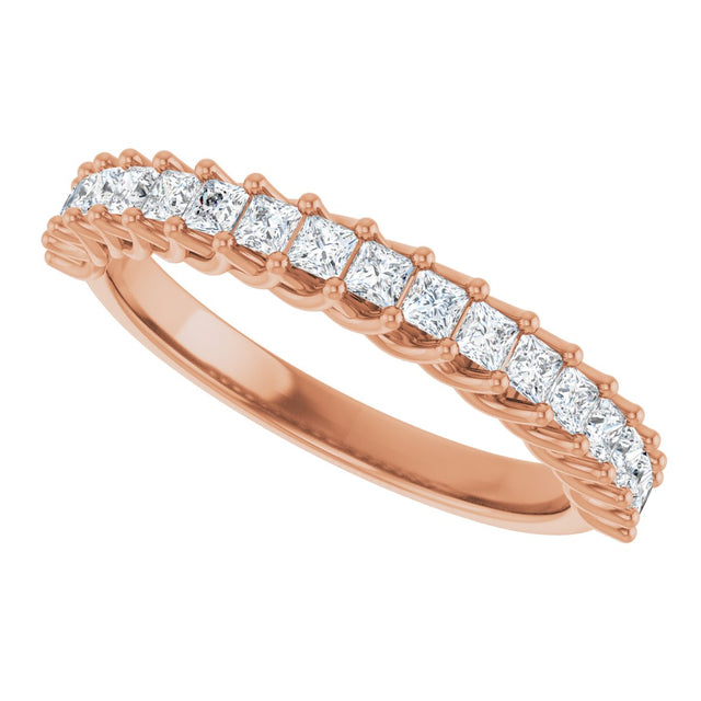 10K Gold Square Natural Diamond Woven-Design Anniversary Band – 1/3–1 1/3 CTW - Rose Gold - view 5