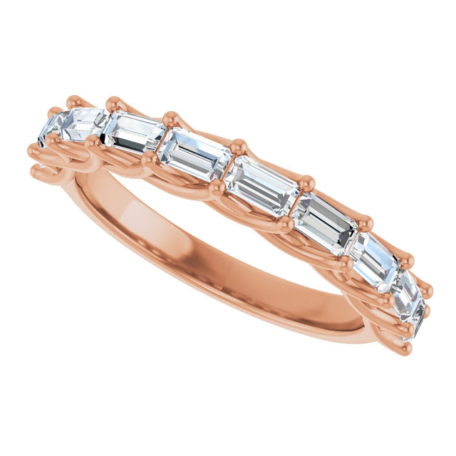 10K Gold Straight Baguette Natural Diamond Woven-Design Anniversary Band – 1/3–7/8 CTW - Rose Gold - view 5