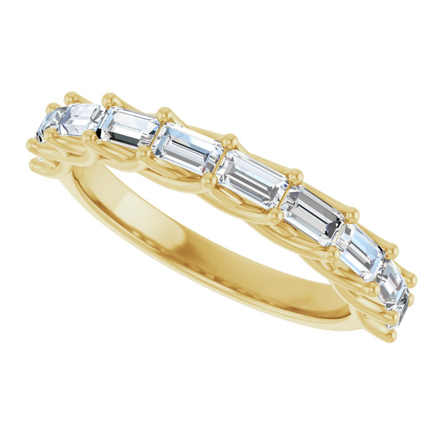 10K Gold Straight Baguette Natural Diamond Woven-Design Anniversary Band – 1/3–7/8 CTW - Yellow Gold - view 5