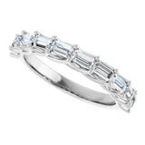 10K Gold Straight Baguette Natural Diamond Woven-Design Anniversary Band – 1/3–7/8 CTW - White Gold - view 5