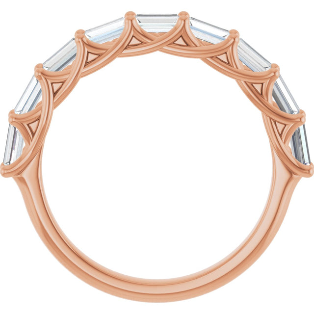 10K Gold Straight Baguette Lab-Grown Diamond Woven-Design Anniversary Band – 9/10 CTW - Rose Gold - view 2