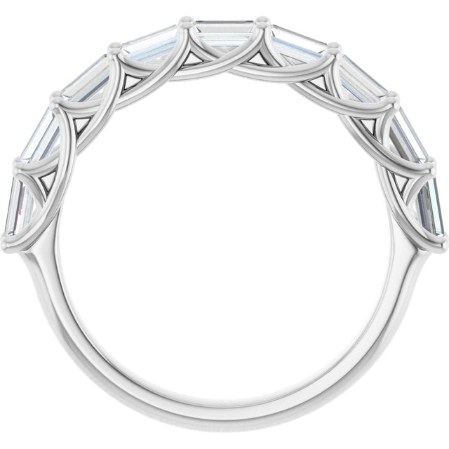 10K Gold Straight Baguette Natural Diamond Woven-Design Anniversary Band – 9/10–1 CTW - White Gold - view 2