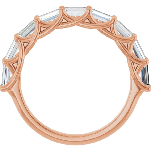 10K Gold Straight Baguette Lab-Grown Diamond Woven-Design Anniversary Band – 9/10 CTW - Rose Gold - view 2