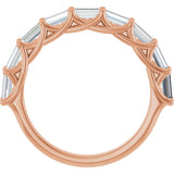 10K Gold Straight Baguette Natural Diamond Woven-Design Anniversary Band – 9/10–1 CTW - Rose Gold - view 2