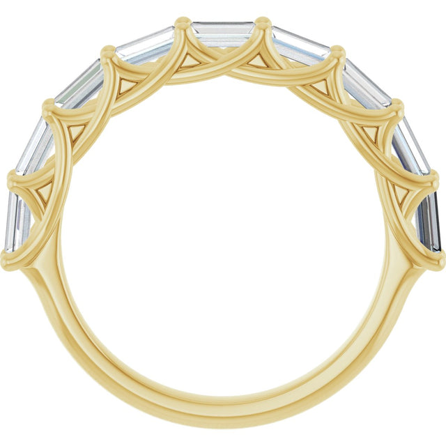 10K Gold Straight Baguette Natural Diamond Woven-Design Anniversary Band – 9/10–1 CTW - Yellow Gold - view 2