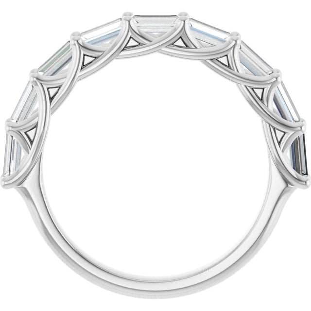 10K Gold Straight Baguette Natural Diamond Woven-Design Anniversary Band – 9/10–1 CTW - White Gold - view 2