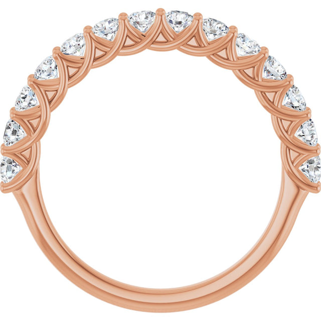 10K Gold Round Lab-Grown Diamond Woven-Design Anniversary Band – 1/2–1 1/3 CTW - Rose Gold - view 2