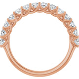 14K Gold Round Natural Diamond Woven-Design Anniversary Band – 2.5 mm Stones - Rose Gold - view 2