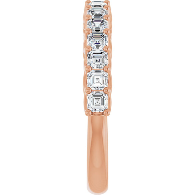 14K Gold Asscher Natural Diamond Woven-Design Anniversary Band – 3/4–1 1/8 CTW - Rose Gold - view 4