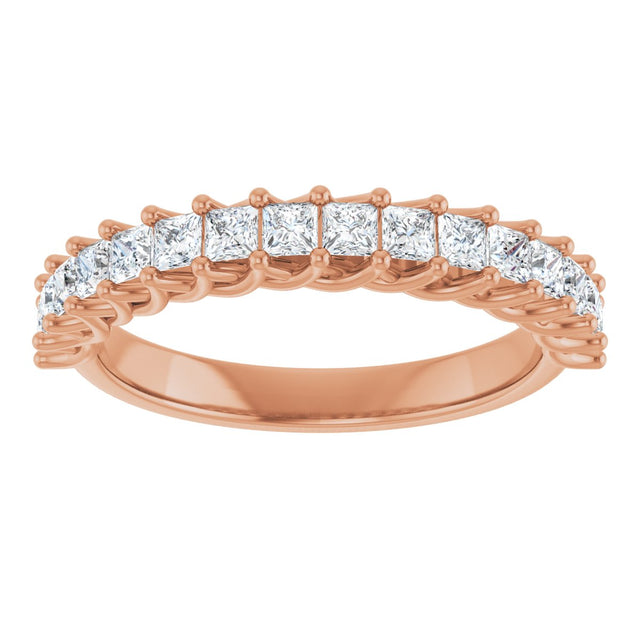 10K Gold Square Natural Diamond Woven-Design Anniversary Band – 1/3–1 1/3 CTW - Rose Gold - view 3