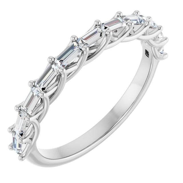 Platinum Straight Baguette Natural Diamond Woven-Design Anniversary Band – 3/8–3/4 CTW