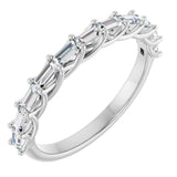 14K Gold Straight Baguette Natural Diamond Woven-Design Anniversary Band – 3/8–3/4 CTW - White Gold
