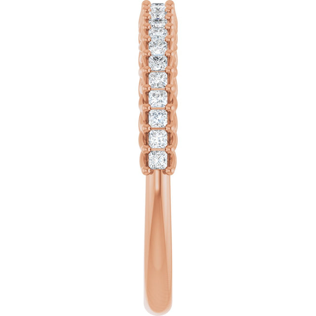 10K Gold Square Natural Diamond Woven-Design Anniversary Band – 1/3–1 1/3 CTW - Rose Gold - view 4