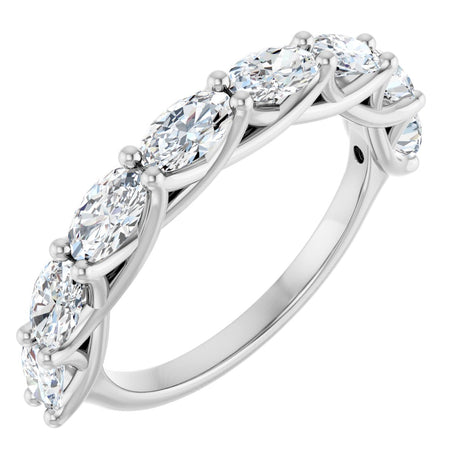 10K Gold Oval Natural Diamond Woven-Design Anniversary Band – 2 CTW - White Gold