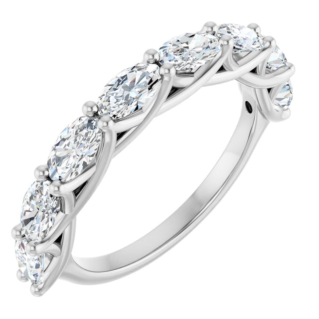 10K Gold Oval Natural Diamond Woven-Design Anniversary Band – 2 CTW - White Gold