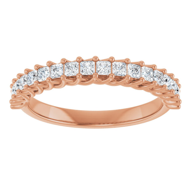 10K Gold Square Natural Diamond Woven-Design Anniversary Band – 1/3–1 1/3 CTW - Rose Gold - view 3