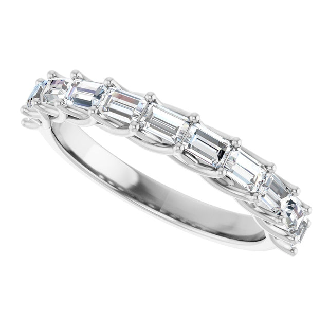 Platinum Straight Baguette Natural Diamond Woven-Design Anniversary Band – 3/8–3/4 CTW - view 5