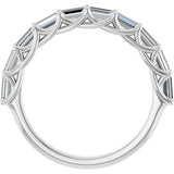 10K Gold Straight Baguette Natural Diamond Woven-Design Anniversary Band – 1/3–7/8 CTW - White Gold - view 2