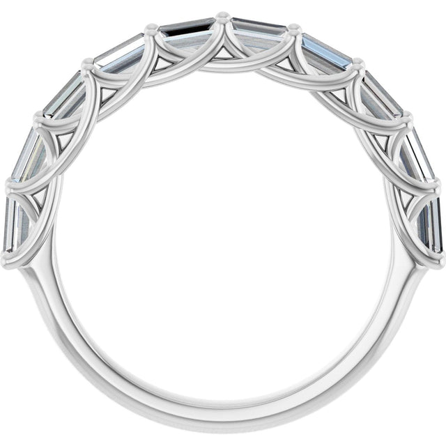 10K Gold Straight Baguette Natural Diamond Woven-Design Anniversary Band – 1/3–7/8 CTW - White Gold - view 2