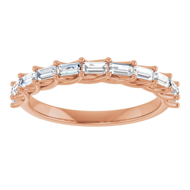 10K Gold Straight Baguette Natural Diamond Woven-Design Anniversary Band – 1/3–7/8 CTW - Rose Gold - view 3