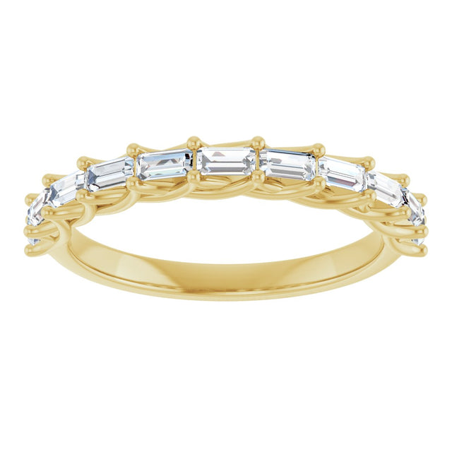 10K Gold Straight Baguette Natural Diamond Woven-Design Anniversary Band – 1/3–7/8 CTW - Yellow Gold - view 3