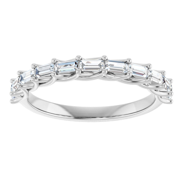 10K Gold Straight Baguette Natural Diamond Woven-Design Anniversary Band – 1/3–7/8 CTW - White Gold - view 3