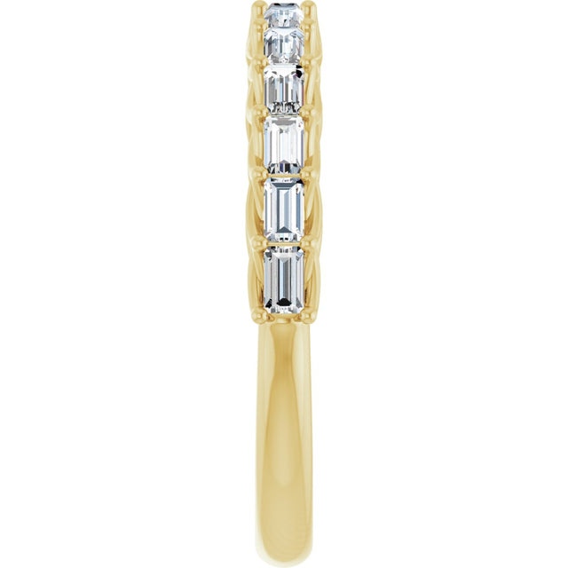 10K Gold Straight Baguette Natural Diamond Woven-Design Anniversary Band – 1/3–7/8 CTW - Yellow Gold - view 4