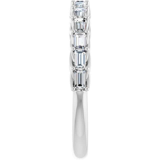 10K Gold Straight Baguette Natural Diamond Woven-Design Anniversary Band – 1/3–7/8 CTW - White Gold - view 4