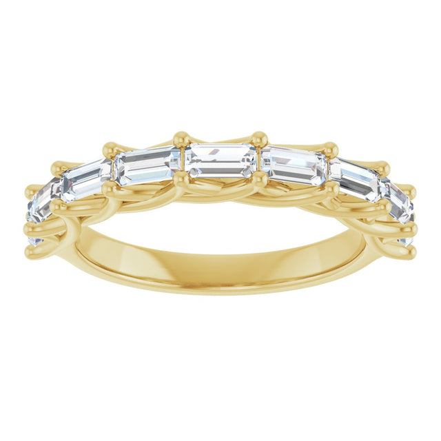 10K Gold Straight Baguette Lab-Grown Diamond Woven-Design Anniversary Band – 9/10 CTW - Yellow Gold - view 3