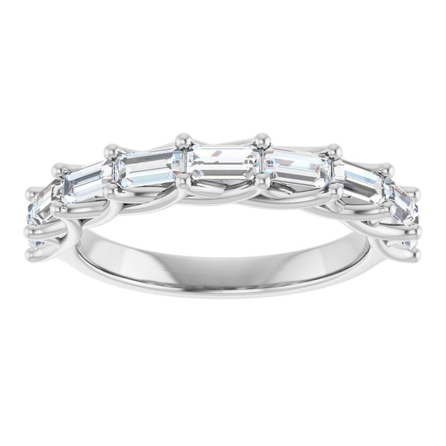 10K Gold Straight Baguette Lab-Grown Diamond Woven-Design Anniversary Band – 9/10 CTW - White Gold - view 3