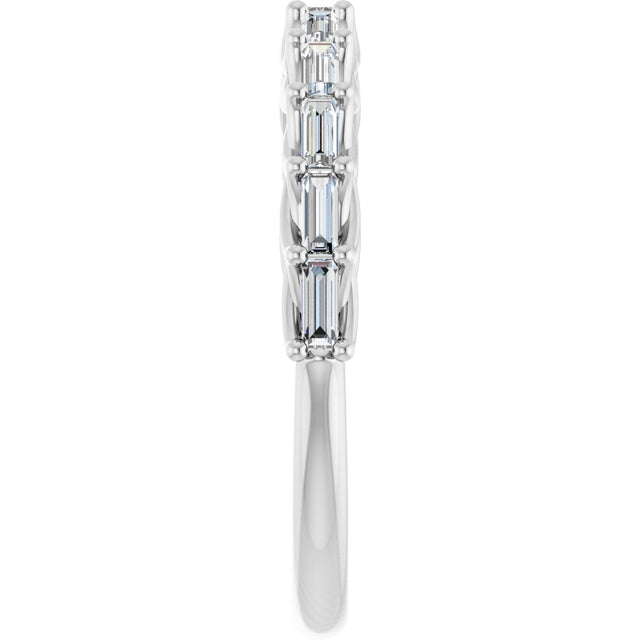 10K Gold Straight Baguette Lab-Grown Diamond Woven-Design Anniversary Band – 1/3–5/8 CTW - White Gold - view 4