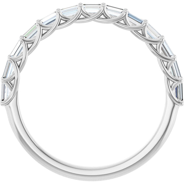 10K Gold Straight Baguette Natural Diamond Woven-Design Anniversary Band – 1/3–7/8 CTW - White Gold - view 2