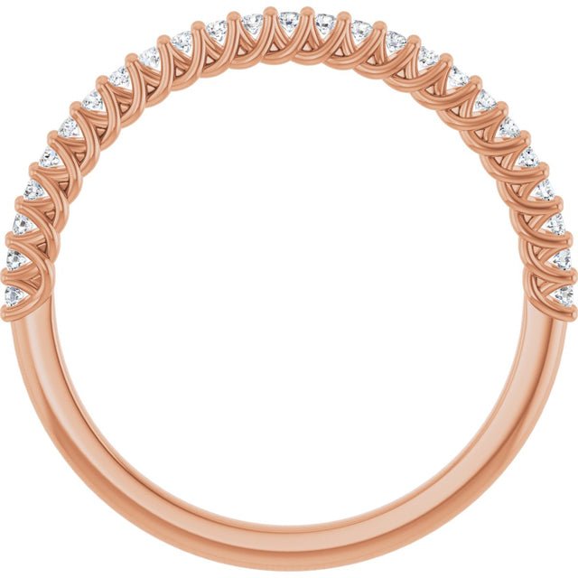 10K Gold Round Natural Diamond Woven-Design Anniversary Band – 1/8–1/3 CTW - Rose Gold - view 2