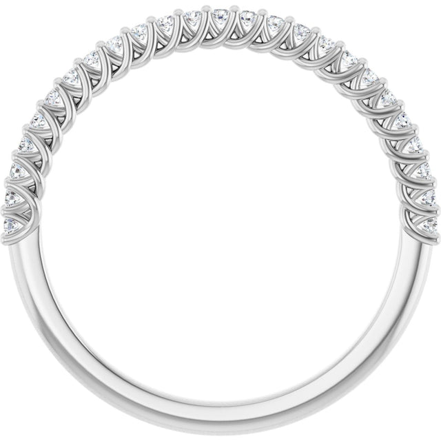 10K Gold Round Natural Diamond Woven-Design Anniversary Band – 1/8–1/3 CTW - White Gold - view 2