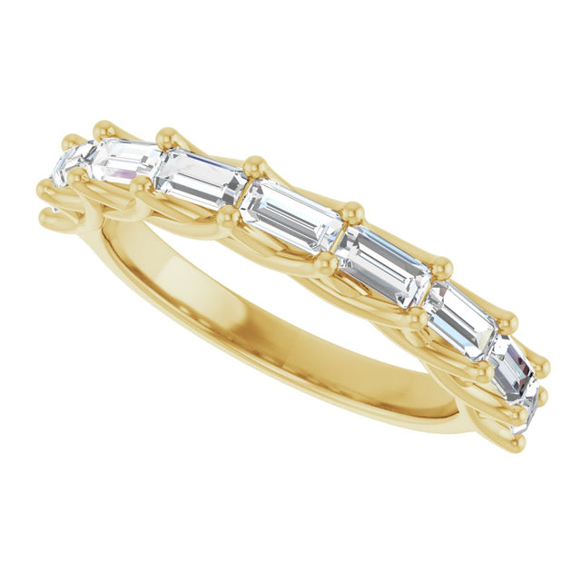 10K Gold Straight Baguette Natural Diamond Woven-Design Anniversary Band – 9/10–1 CTW - Yellow Gold - view 5