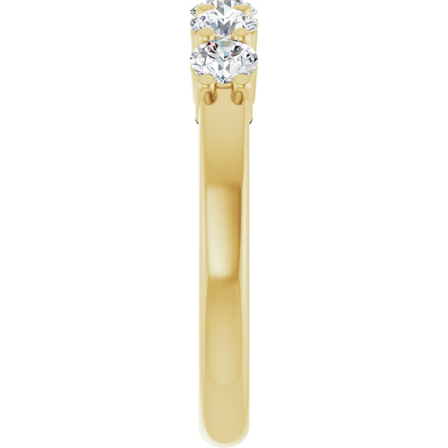14K Gold Round Lab-Grown Diamond Shared-Prong Five-Stone Anniversary Band – 3.4 mm Stones - Yellow Gold - view 4