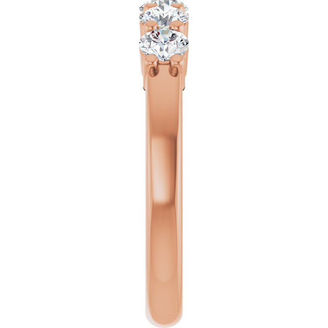 14K Gold Round Lab-Grown Diamond Shared-Prong Five-Stone Anniversary Band – 3.4 mm Stones - Rose Gold - view 4