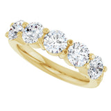 14K Gold Round Lab-Grown Diamond Shared-Prong Five-Stone Anniversary Band – 4.8 mm Stones - Yellow Gold - view 5