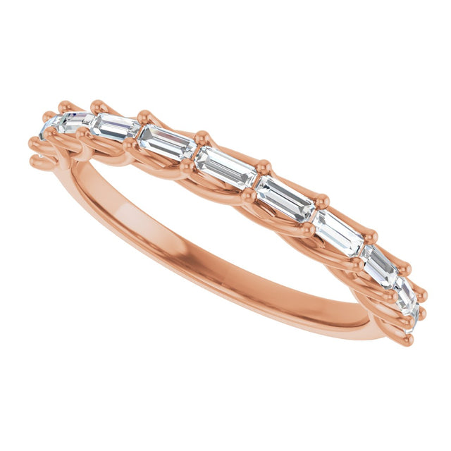 10K Gold Straight Baguette Lab-Grown Diamond Woven-Design Anniversary Band – 1/3–5/8 CTW - Rose Gold - view 5