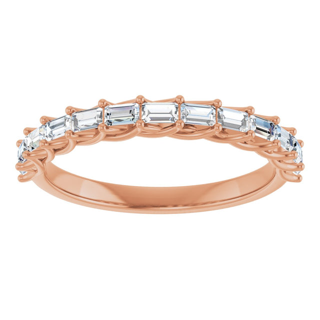 10K Gold Straight Baguette Natural Diamond Woven-Design Anniversary Band – 1/3–7/8 CTW - Rose Gold - view 3