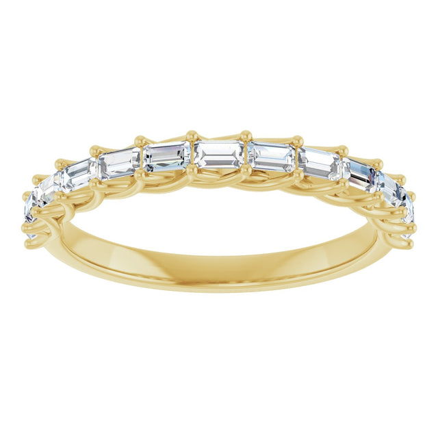 10K Gold Straight Baguette Lab-Grown Diamond Woven-Design Anniversary Band – 1/3–5/8 CTW - Yellow Gold - view 3