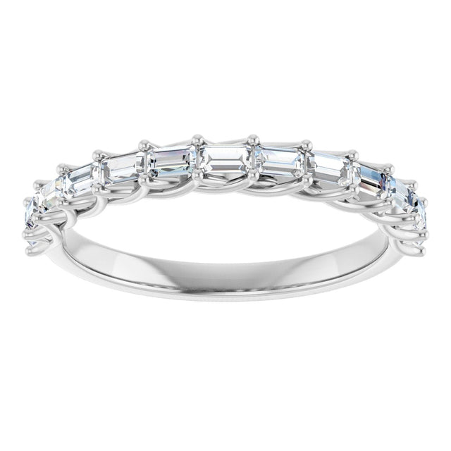 10K Gold Straight Baguette Natural Diamond Woven-Design Anniversary Band – 1/3–7/8 CTW - White Gold - view 3
