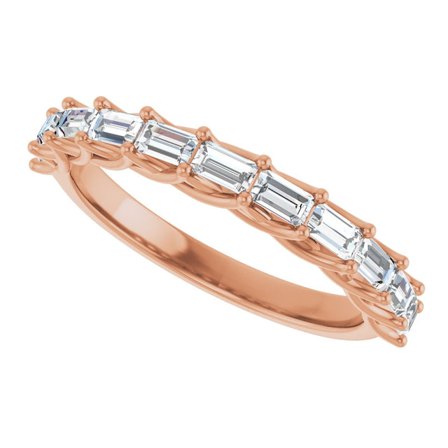 10K Gold Straight Baguette Natural Diamond Woven-Design Anniversary Band – 1/3–7/8 CTW - Rose Gold - view 5