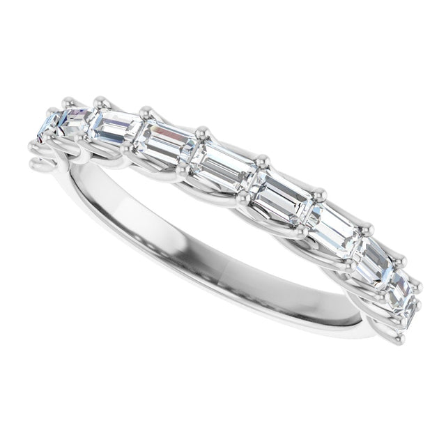 10K Gold Straight Baguette Natural Diamond Woven-Design Anniversary Band – 1/3–7/8 CTW - White Gold - view 5
